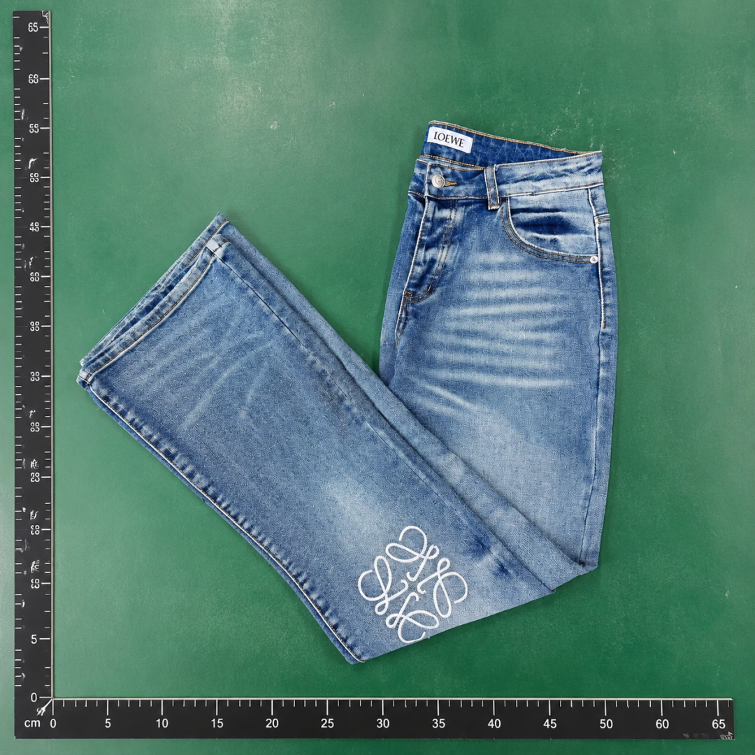 Contrast Script Near The Hem And Vintage Wash Logo Cuff Jeans by LOEWE - Weekend QC photo