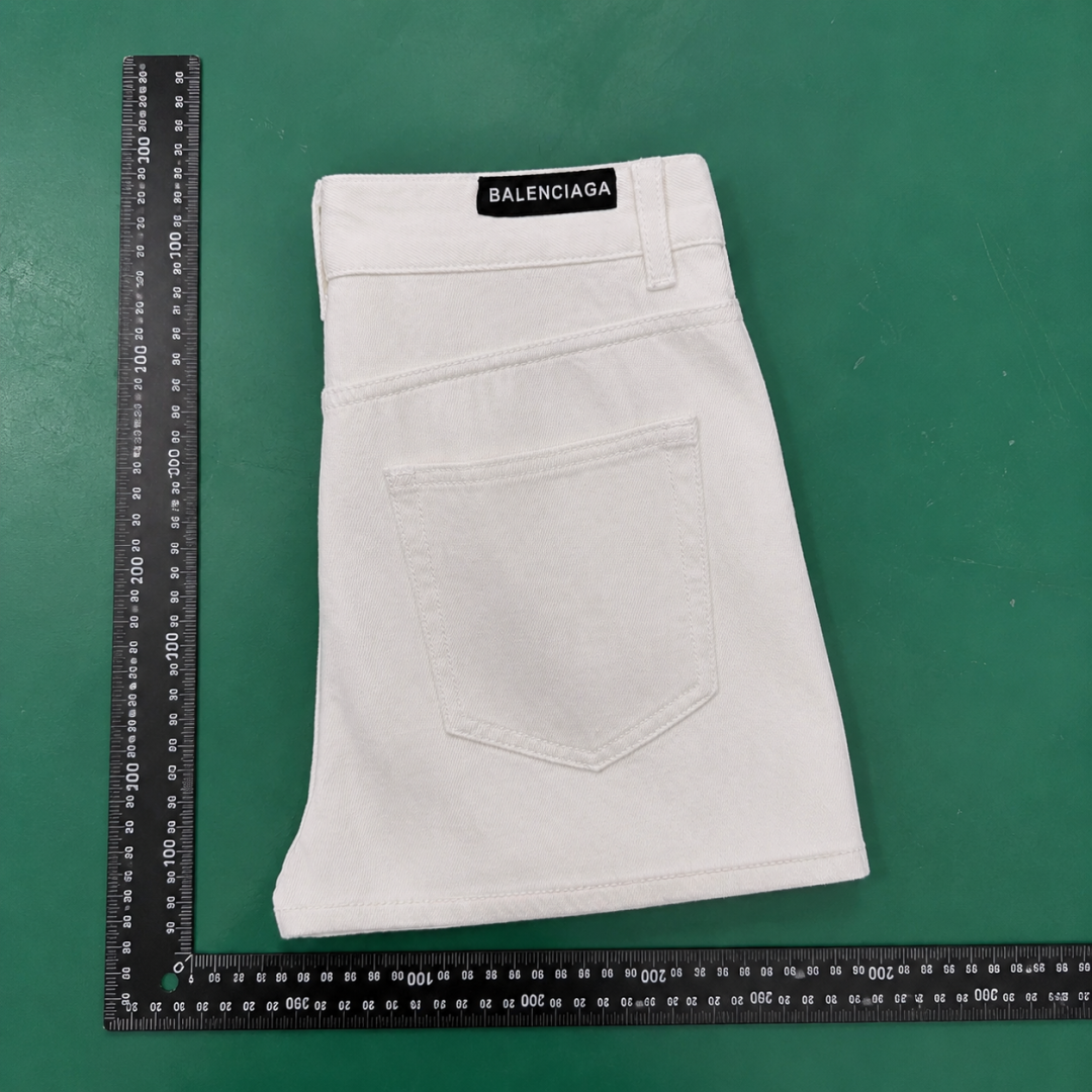 Balenciaga Logo Jeans in White - black waistband label and minimalist back pockets QC photo