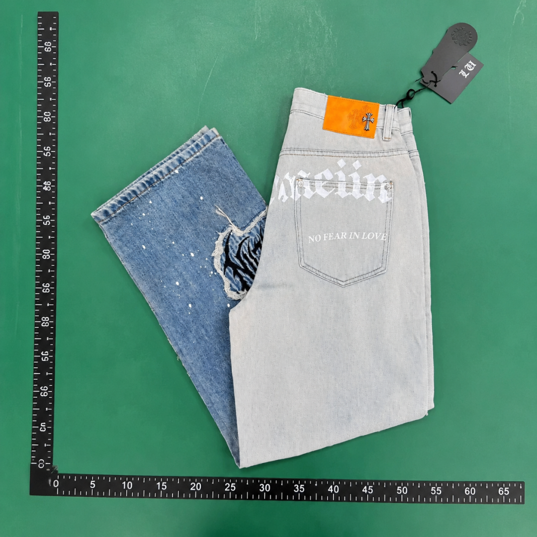 Acne Studios Large Pocket Lettering And Contrast Wing Artwork Casual Logo Jeans QC photo