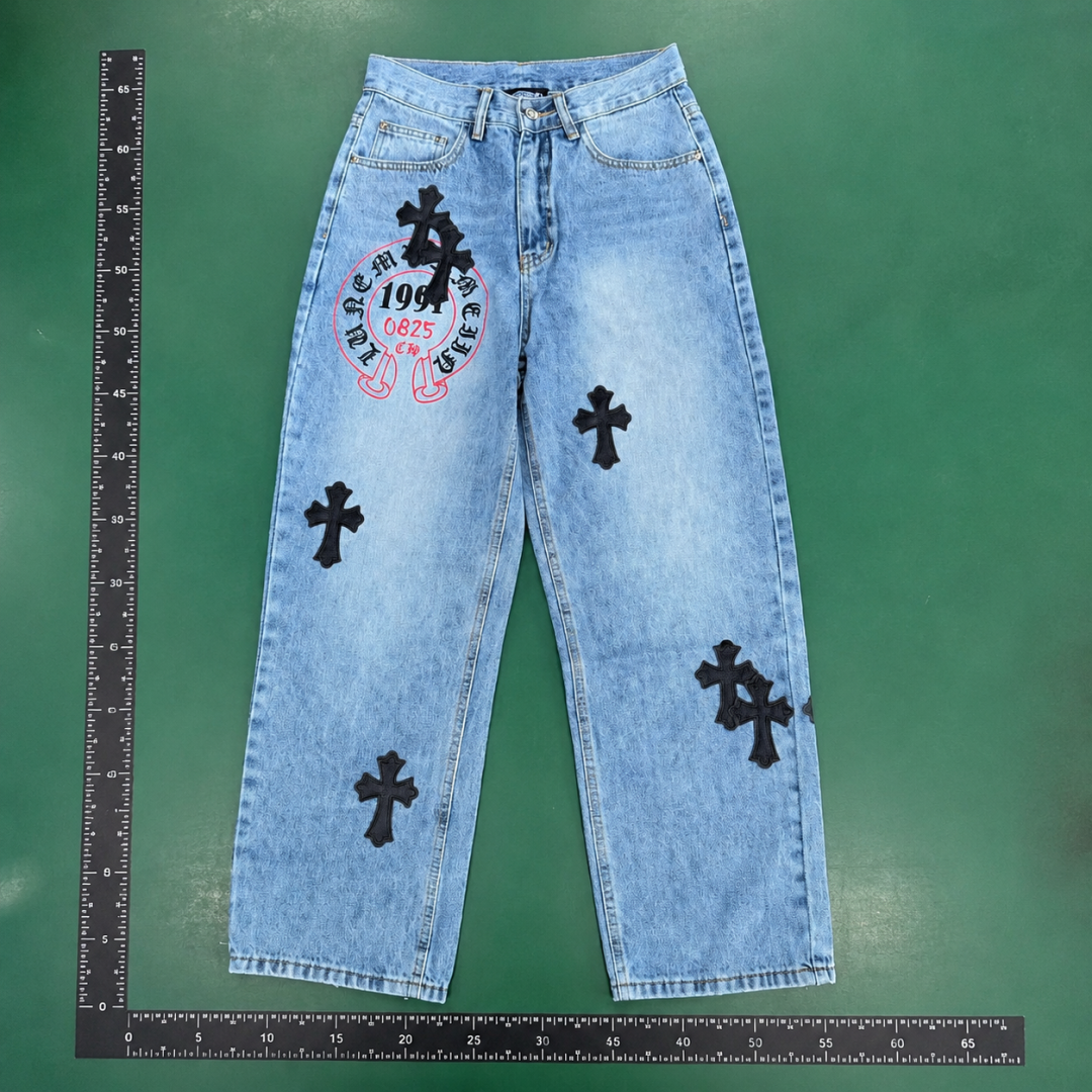 Light Blue Gift Edit Chrome Hearts Cross Jeans QC photo