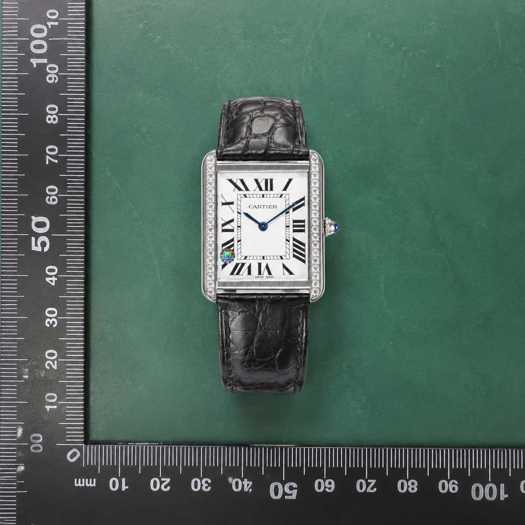 Cartier Tank-Style Dress Watch Travel Edit in Silver And Black QC photo