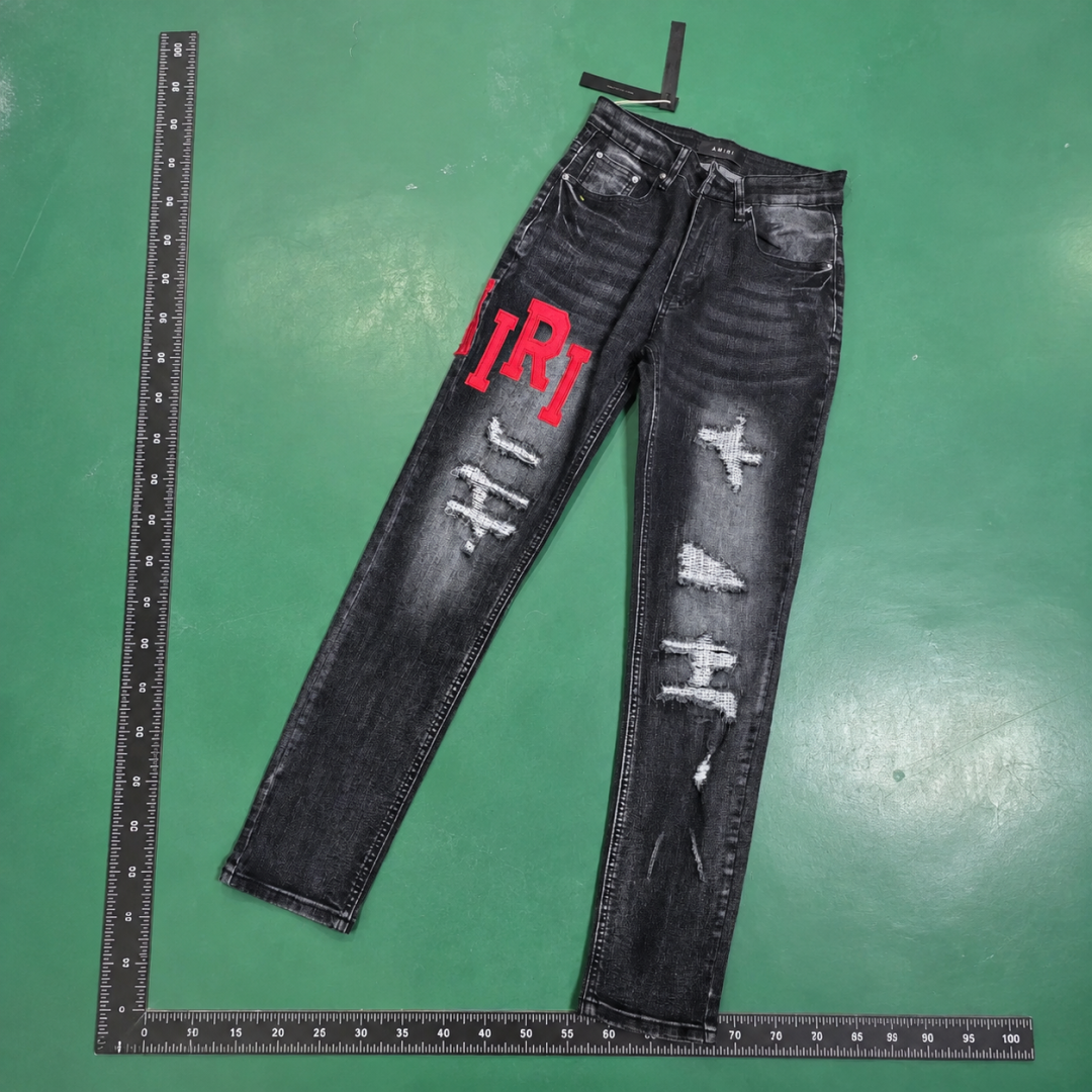 Black Distressed Cross Jeans - Chrome Hearts Travel QC photo