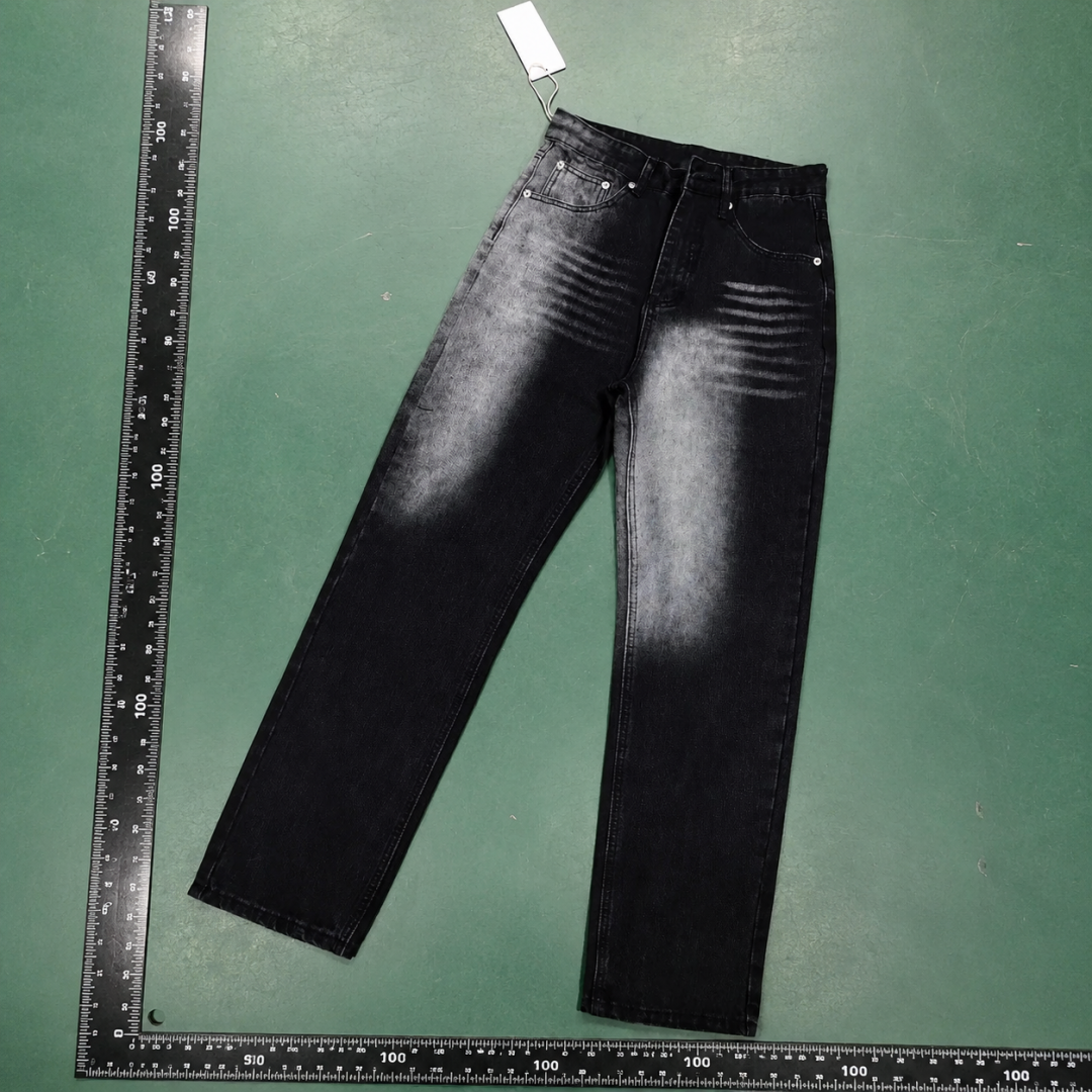 Strong Thigh Fading And A Clean Slim Profile Streetwear Faded Straight Jeans QC photo