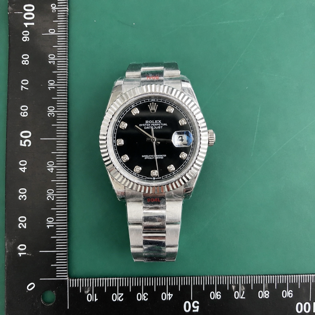 Black Diamond Dial Rolex Datejust Automatic Watch in Silver And Black QC photo