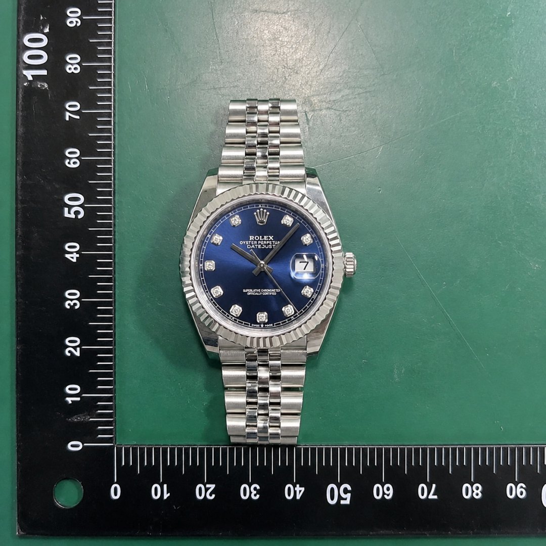 Blue Diamond-Marker Dial Silver And Blue Rolex Datejust Automatic Watch QC photo