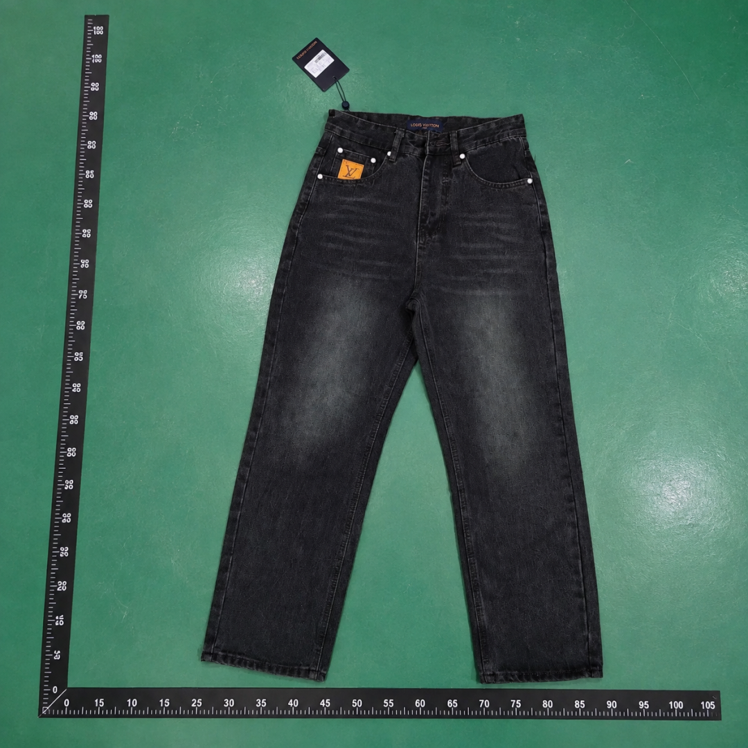 Straight Jeans in Black - clean dark wash and relaxed denim leg QC photo
