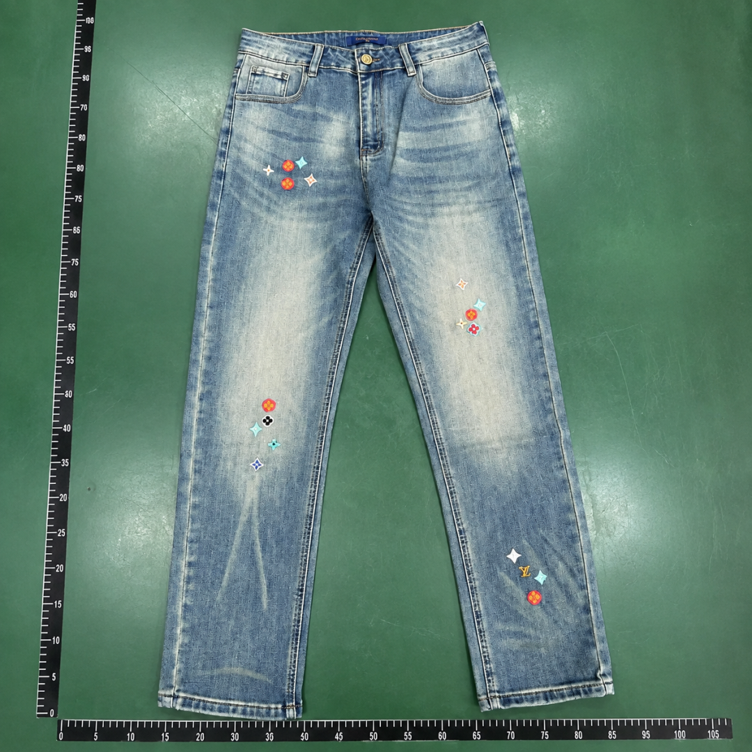 Washed Blue Travel Embellished Straight Jeans QC photo
